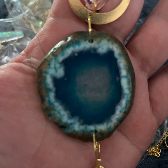 Set of 6 Crystal Suncatchers - Sparkling Hanging with Prisms, Agate Slices - Picture 5 of 7